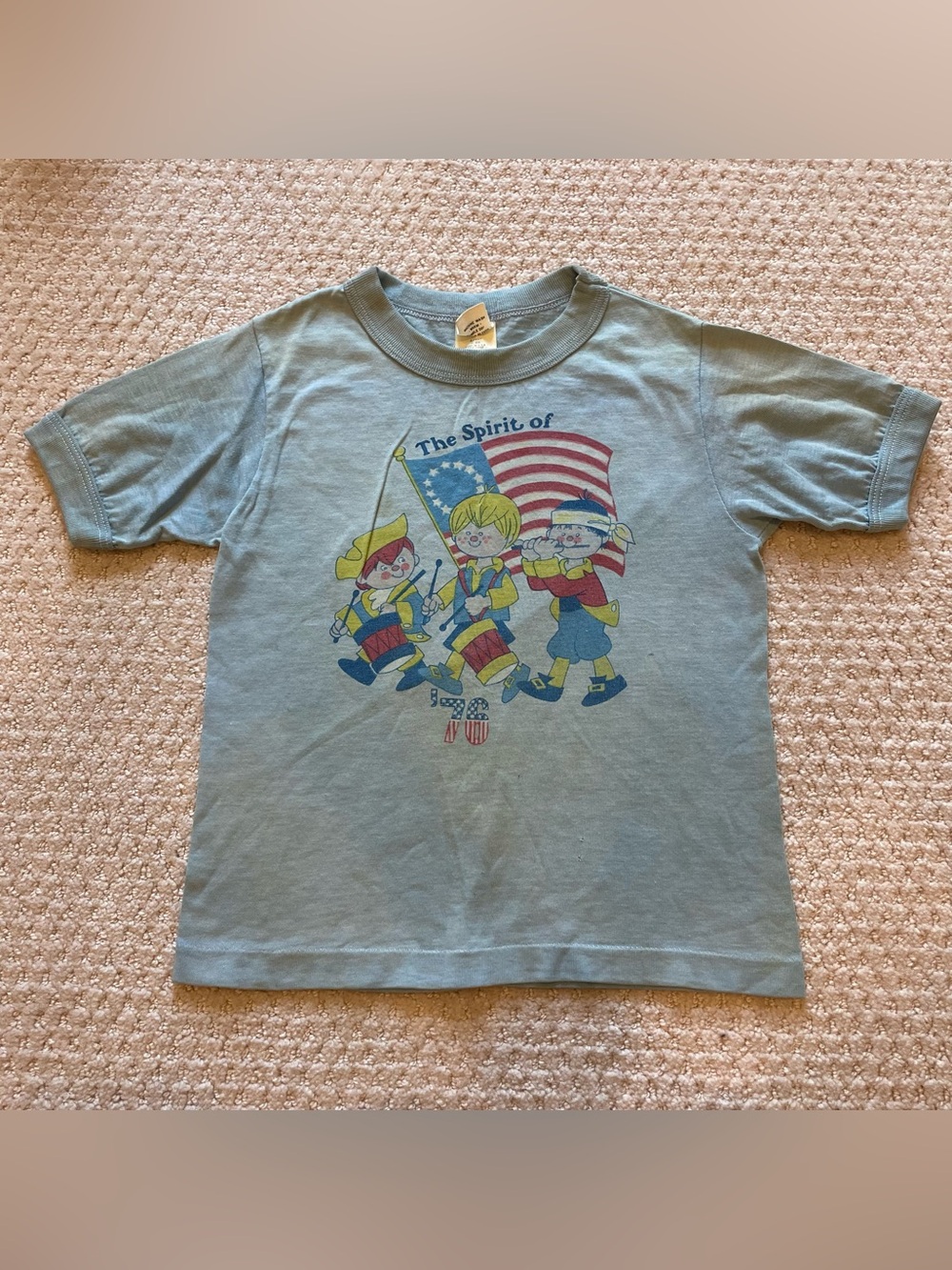 Vintage Sears 70s Graphic T Shirt Kids Size 4 USA Patriot Tee
